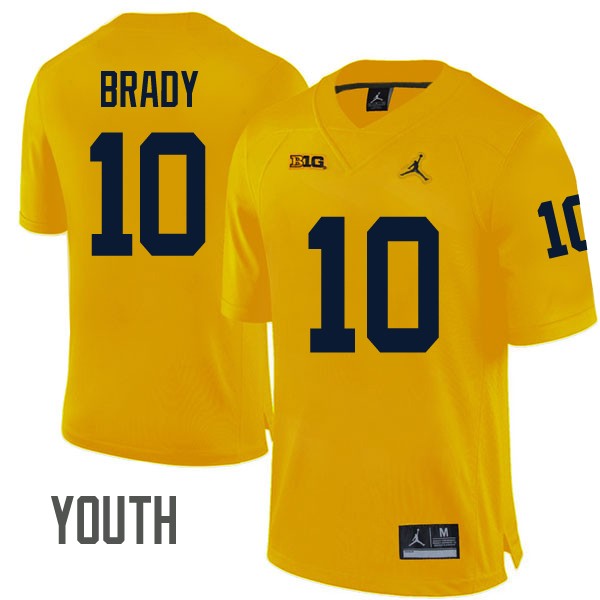 Youth NCAA Michigan Wolverines Tom Brady #10 Maize Brand Jordan Authentic Stitched Football College Jersey VE25F21JB